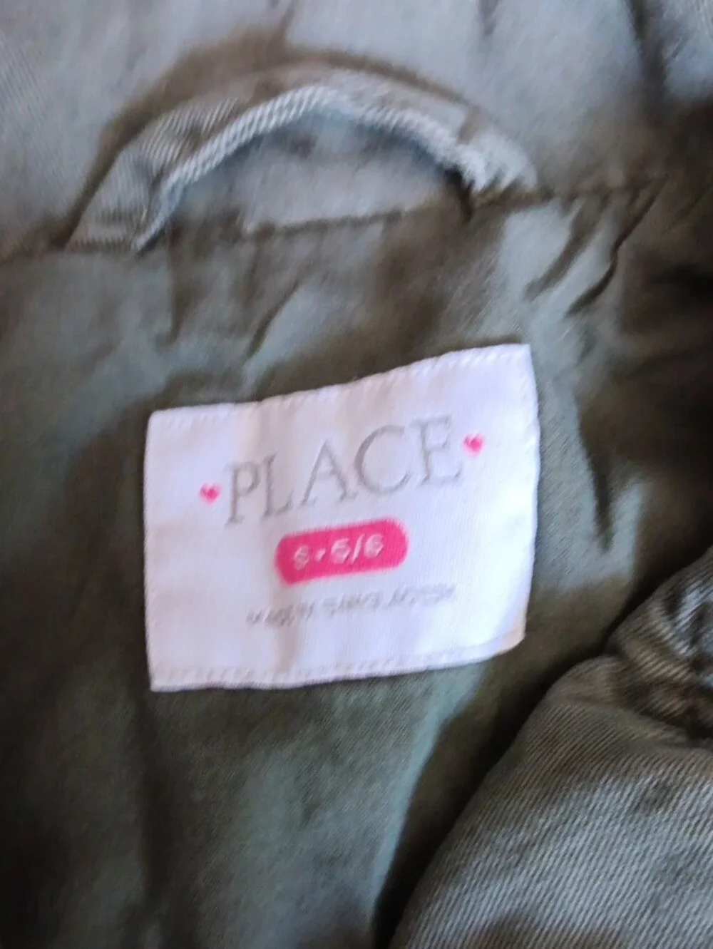 The Children's Place Olive Green Butterfly Utility Jacket Girls Size S (5-6)